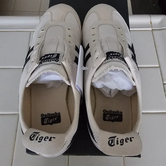 NWT Authentic Onitsuka Tiger Mexico 66 Slip-on Birch & Midnight Size 6.5 Women - Picture 2 of 9